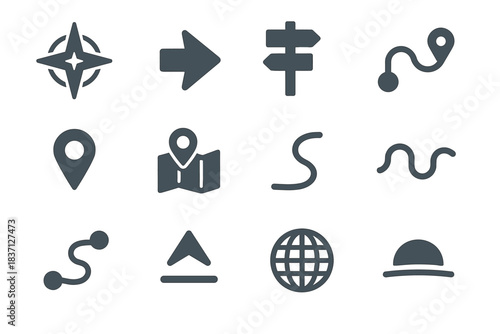 Compass minimal horizon wave vector icon icons arrow route map rose north