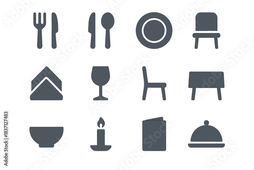 Cover set candle fork vector spoon dining icon chair napkin knife menu
