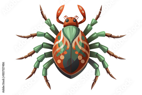 High-quality illustration of a tick insect with realistic detail and color. This vector graphic shows the tick’s body structure, legs, and texture, perfect for educational, scientific, and medical pur