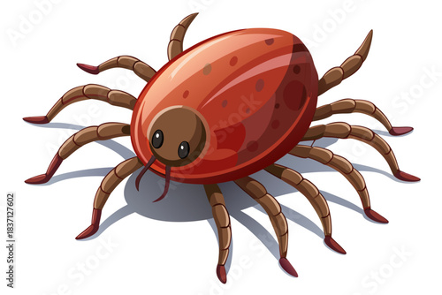 High-quality illustration of a tick insect with realistic detail and color. This vector graphic shows the tick’s body structure, legs, and texture, perfect for educational, scientific, and medical pur