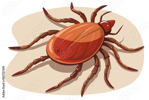High-quality illustration of a tick insect with realistic detail and color. This vector graphic shows the tick’s body structure, legs, and texture, perfect for educational, scientific, and medical pur