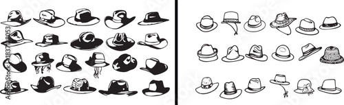 hat pattern vector, fashion hat clipart, headwear collection svg, stylish accessories illustration, vintage hat graphics, black fashion silhouettes, clothing vector art, fashion background design, hat