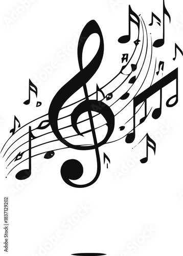 Melodic notation symphony of symbols forming a black and white music composition