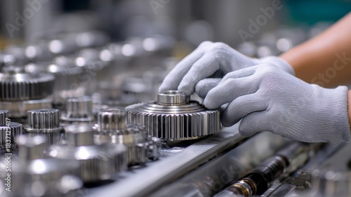 A person is working on a machine with many gears