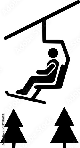 Ski Lift Chairlift Rider Silhouette Icon