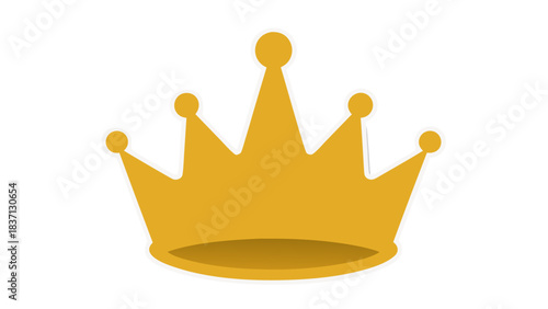 Golden Crown Emblem with Five Points and Ornate Base on Black Background