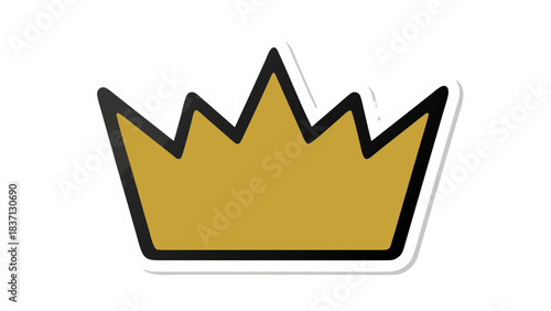 Golden Crown Icon with Black Outline and White Border on a Black Background