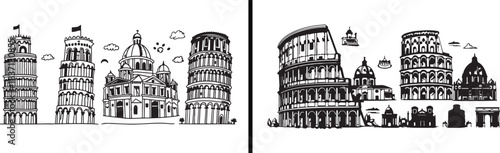 Rome Architecture Vector, Italian Landmark Illustration, Ancient City Design, Historical Building Art, Cultural Monument Graphic, Italian Heritage Symbol, Tourist Attraction Vector, Colosseum Illustra