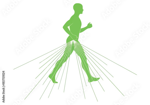 Dynamic Silhouette of a Runner with Energy Trails Concept of Movement and Speed Niche Industry Vector Icons Evergreen Microstock Graphics Sustainable Energy Line Art