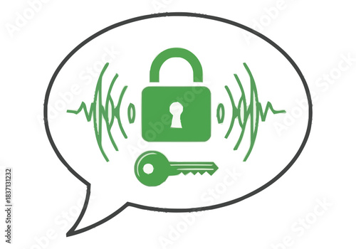 Secure Communication Icon Locked Padlock and Key in Speech Bubble Symbolizing Data Protection and Confidentiality Niche Industry Vector Icons Evergreen Microstock Graphics Sustainable Energy Line Art