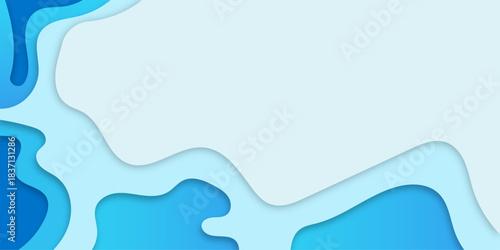 Pastel curve with shadow on blue background, panoramic layout, Design template for brochures, book covers, magazine, website, business card, branding, banners, advert, web. paper art design style.