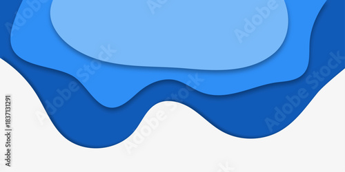 Pastel curve with shadow on blue background, panoramic layout, Design template for brochures, book covers, magazine, website, business card, branding, banners, advert, web. paper art design style.