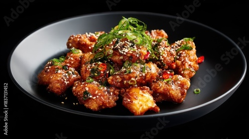 Crispy fried chicken pieces on plate