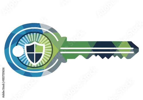 Abstract Key Symbol of Security and Access Niche Industry Vector Icons Evergreen Microstock Graphics Sustainable Energy Line Art