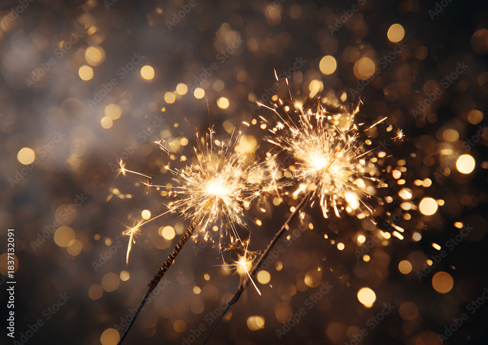 Fototapeta premium Two Holidays sparklers 