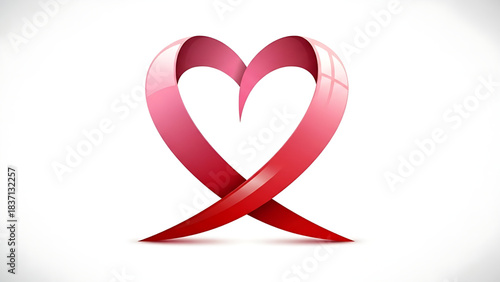 Endless Love: An elegant ribbon artfully crafted into a heart shape, evoking a sense of care and affection, a symbol of endless love and devotion.