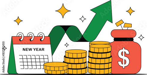 New Year Financial Growth and Wealth Accumulation Concept
