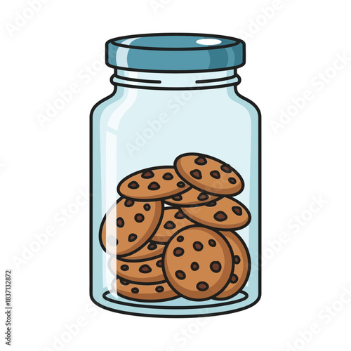 A glass jar filled with delicious chocolate chip cookies, perfect for homemade treats