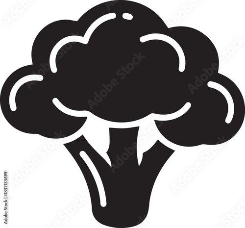 Simple green broccoli floret icon representing healthy food and fresh vegetables for culinary and dietary concepts
