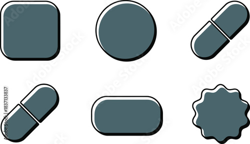 Collection of Six Simple Geometric Shapes with Dark Outlines