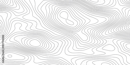 World Map Style Contour Lines. Geographic Topographic Pattern Vector.