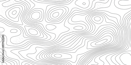 World Map Style Contour Lines. Geographic Topographic Pattern Vector.