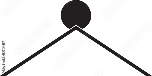 Simple geometric mountain peak with sun icon abstract