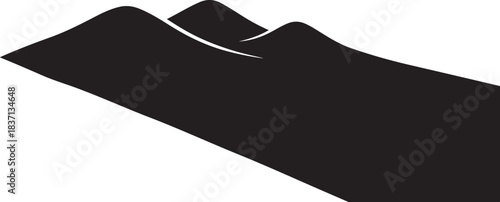 Stylized black silhouette of rolling hills or mountains