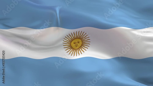 Waving flag of argentina with sun of may in the center