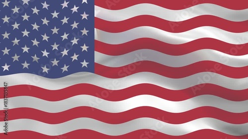 Waving american flag with stars and stripes in motion