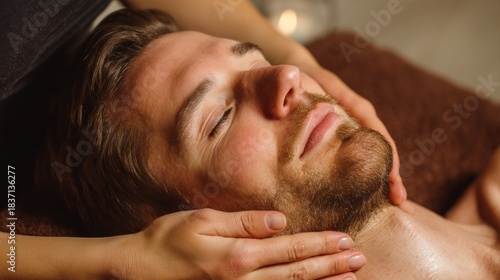 Man receiving facial massage
