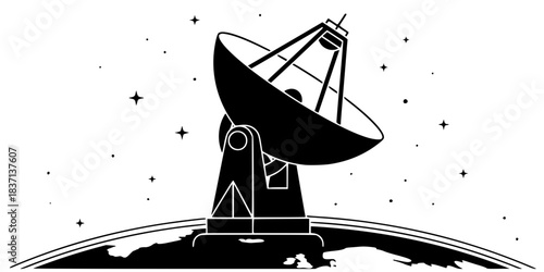 Radio Telescope Dish Astronomy Vector Silhouette