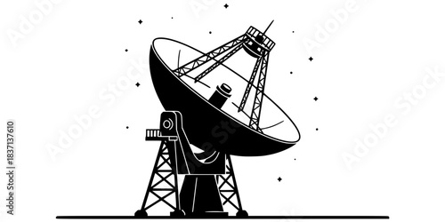 Radio Telescope Dish Astronomy Vector Silhouette