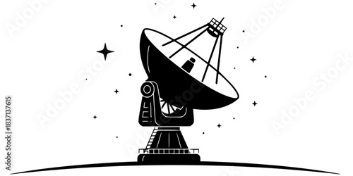Radio Telescope Dish Astronomy Vector Silhouette