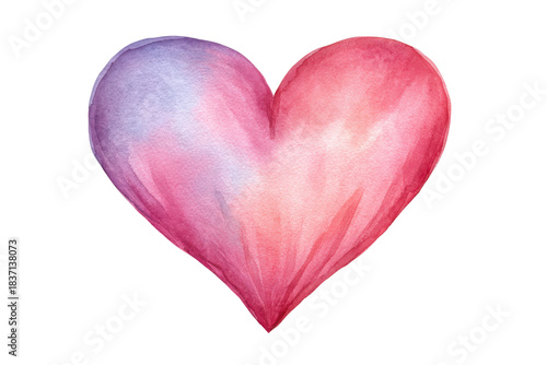 Watercolor heart shape with pink and purple gradient on black background image, Isolated On White Background, Png Transparent