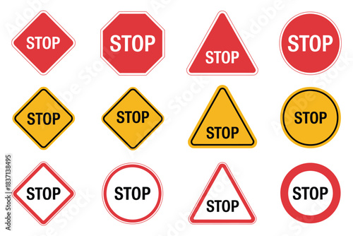 Exclamation mark warning attention icon collection, featuring bold caution symbols and alert signs