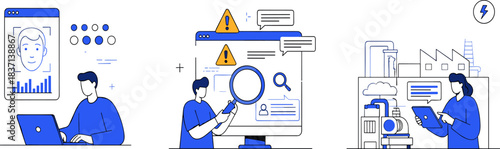 Facial recognition, cybersecurity, industrial technology, smart manufacturing, data analysis, threat detection, biometric interface, digital monitoring, IoT, tech innovation, secure systems