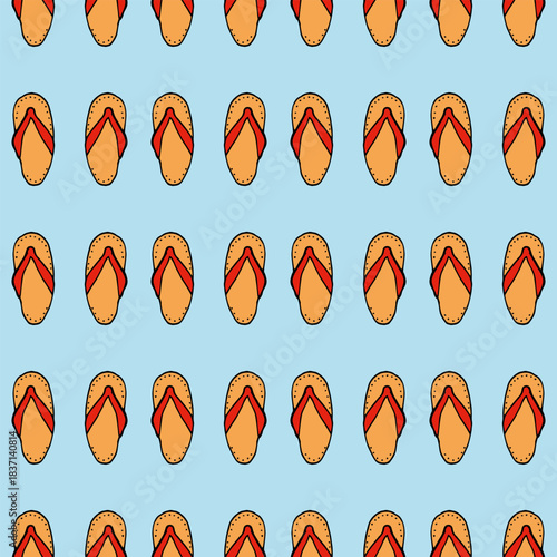 seamless pattern with flip-flops on blue background.eps