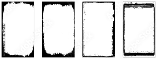 Collection of 4 black grunge border frame. 