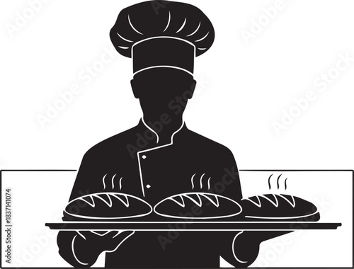 vector illustration of a chef with food