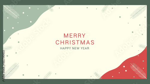Elegant Christmas and New Year Greeting Card with Festive Colors and