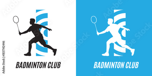 Badminton Action Silhouette Logo Powerful Smash Symbol