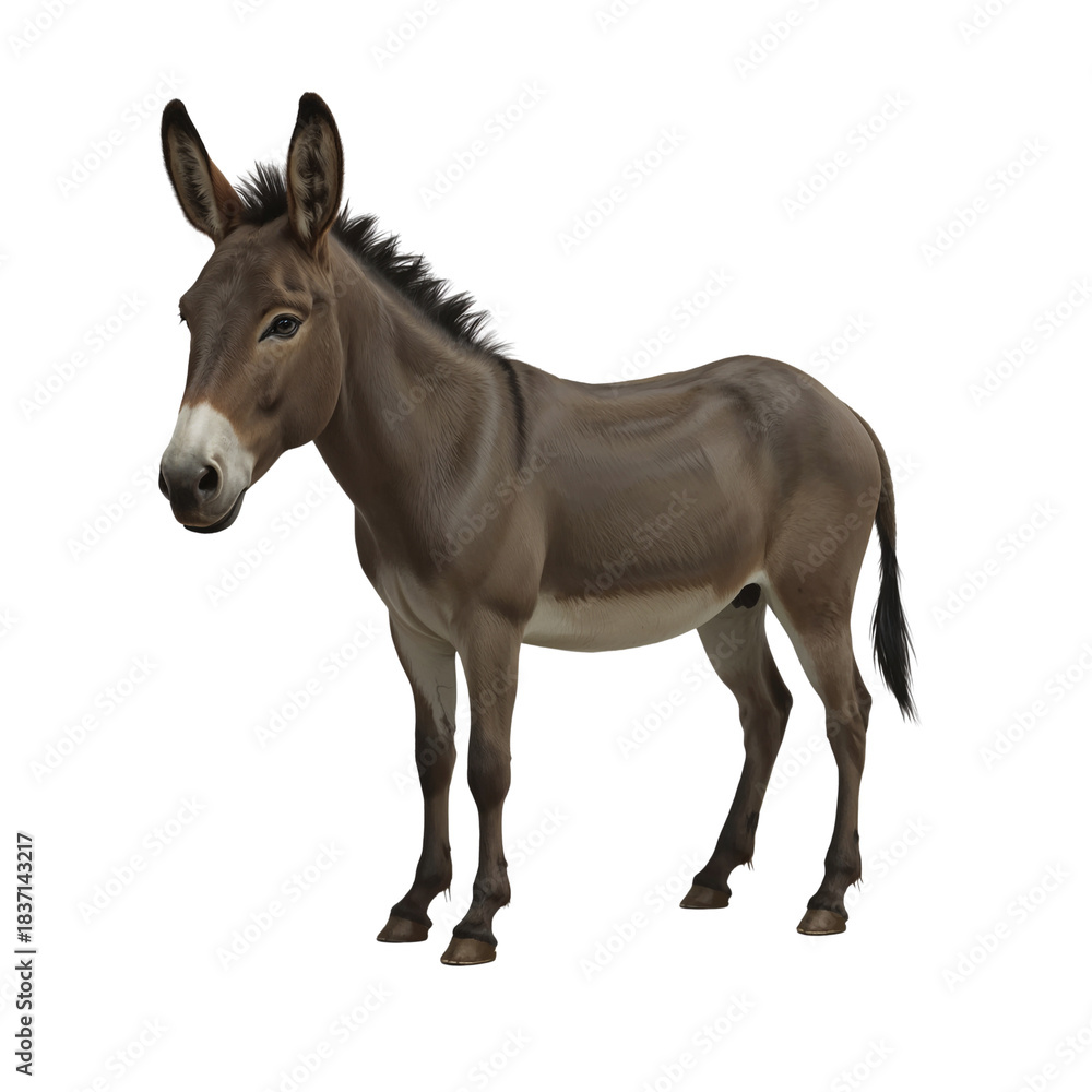 Obraz premium Isolated mule portrait against darkness, showcasing its distinct features and character