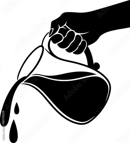 pitcher pouring liquid silhouette vector illustration