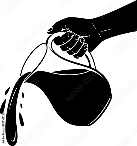 pitcher pouring liquid silhouette vector illustration