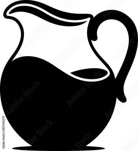 pitcher pouring liquid silhouette vector illustration