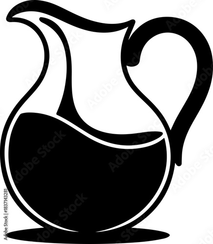 pitcher pouring liquid silhouette vector illustration