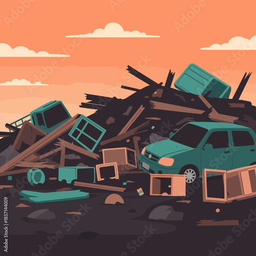 vector, illustration, car, road, city, cartoon, transportation, travel, landscape, auto, sky, transport, house, truck, tree, summer, vehicle, bus, building, drive, nature, icon, trip, town, artvector,