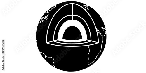 Earth Planet Cross-Section Core Vector Silhouette