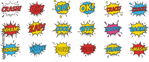 Vibrant, explosively powerful "POW!" comic book style onomatopoeia, colorful action burst speech bubble, superhero fighting battle sound effect, pop art visual graphic design element.